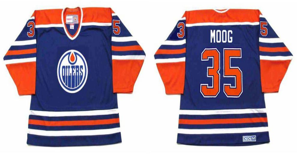 2019 Men Edmonton Oilers #35 Moog Blue CCM NHL jerseys